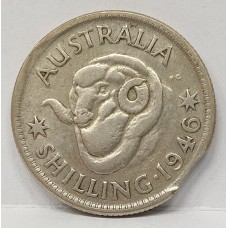 AUSTRALIA 1946 . ONE 1 SHILLING . ERROR . BITTEN EDGE